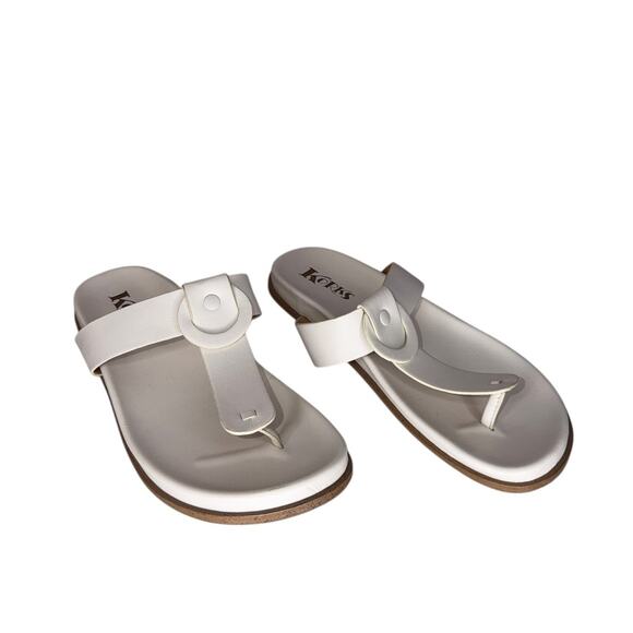 Korks Audie Thong Clean White Cream Sandals Size 8 Like New Beach Flip Flops - Picture 3 of 8